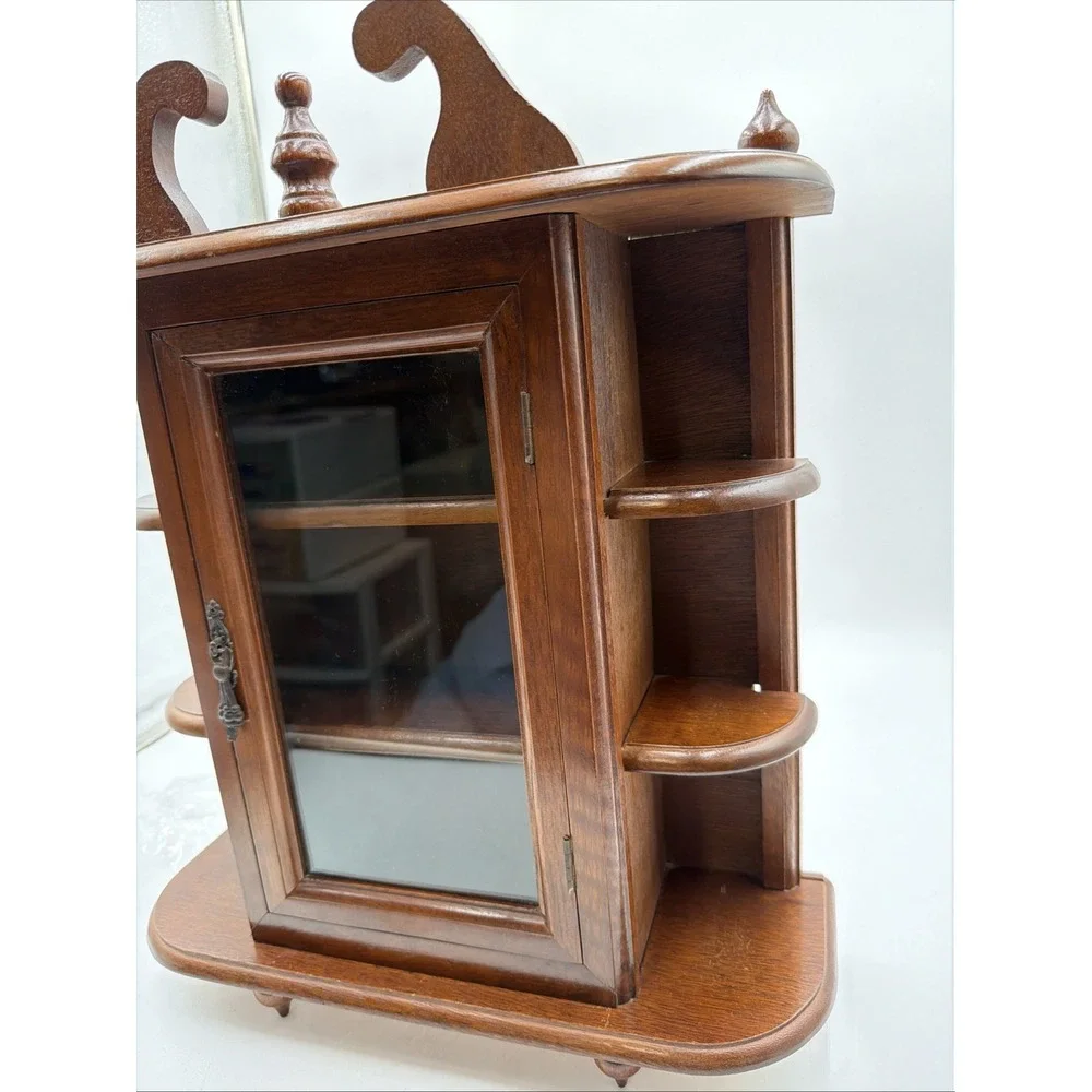 VTG Mini Curio Display Cabinet Glass Door Wall Hanging or Free Standing Trinkets